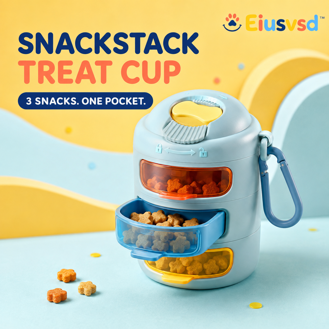 Eiusvsd™ SnackStack 3-Compartment Treat Cup